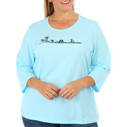 Coral Bay Plus Scenic 3/4 Sleeve Top
