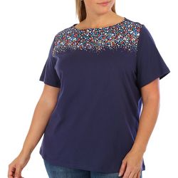 Coral Bay Plus Floral Boat Neck Short Sleeve Tee