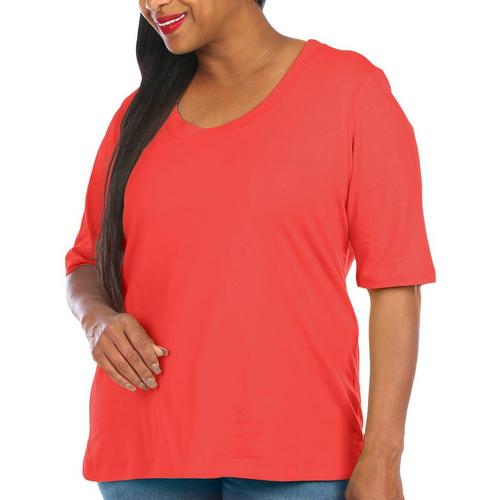 Coral Bay Plus Boat Neck Elbow Sleeve Top