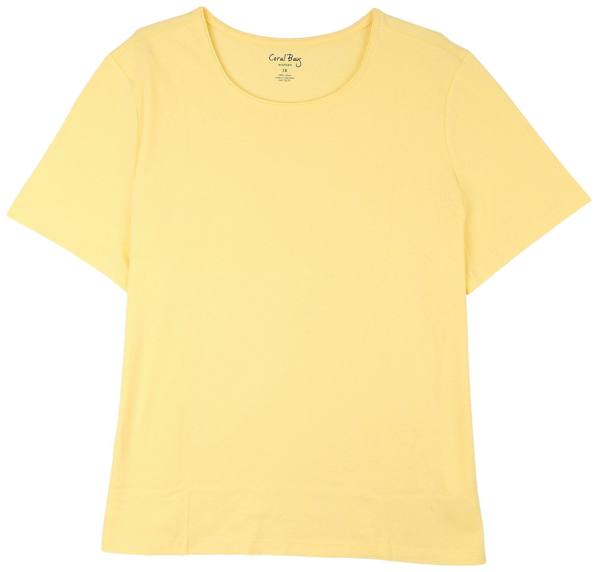 Coral Bay Plus Solid Round Neck Short Sleeve Top