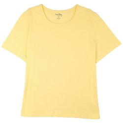 Coral Bay Plus Solid Round Neck Short Sleeve Top