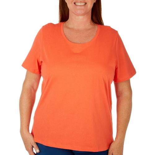 Coral Bay Plus Solid Scoop Neck Short Sleeve