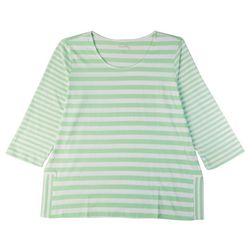 Coral Bay Plus Striped Side Slit 3/4 Sleeve Top