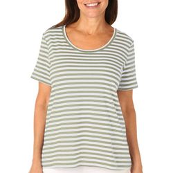Coral Bay Plus Striped Round Neck Short Sleeve Top
