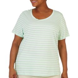 Coral Bay Plus Striped Scoop Neck Short Sleeve Top