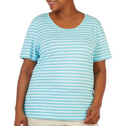 Coral Bay Plus Striped Scoop Neck Short Sleeve Top