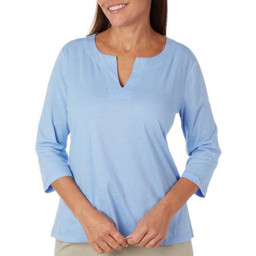 Coral Bay Plus Solid Notch Neck 3/4 Sleeve