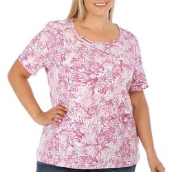 Coral Bay Plus Frond Double Keyhole Loop Short Sleeve Top