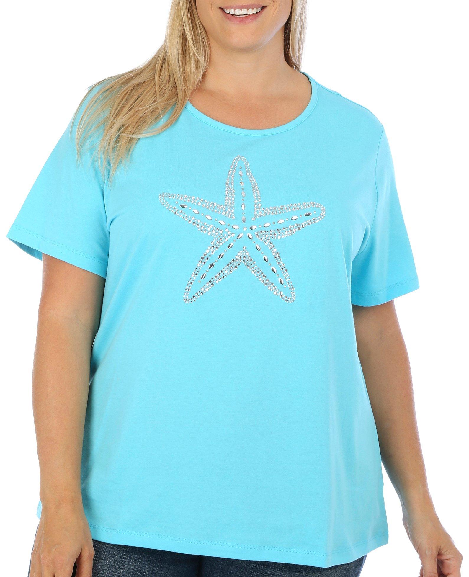 Coral Bay Plus Jeweled Starfish Short Sleeve Top