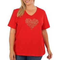 Coral Bay Plus Jewelled Heart Short Sleeve Top