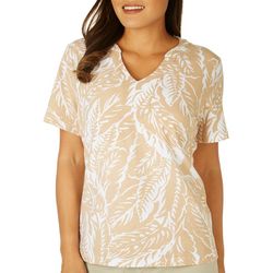 Coral Bay Plus Graphic V Neck Panel Short Sleeve Top