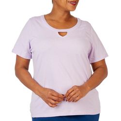 Coral Bay Plus Solid Keyhole Short Sleeve Top