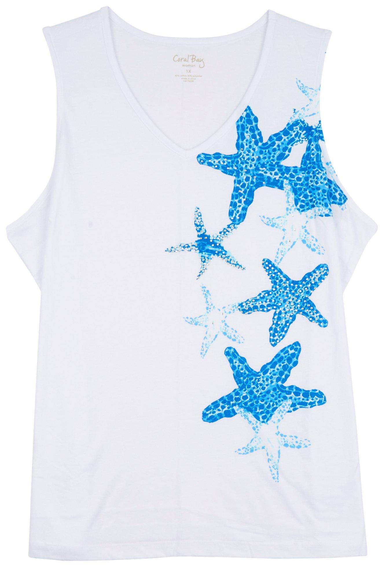 Coral Bay Plus Embellished Star Fish  Sleeveless Top