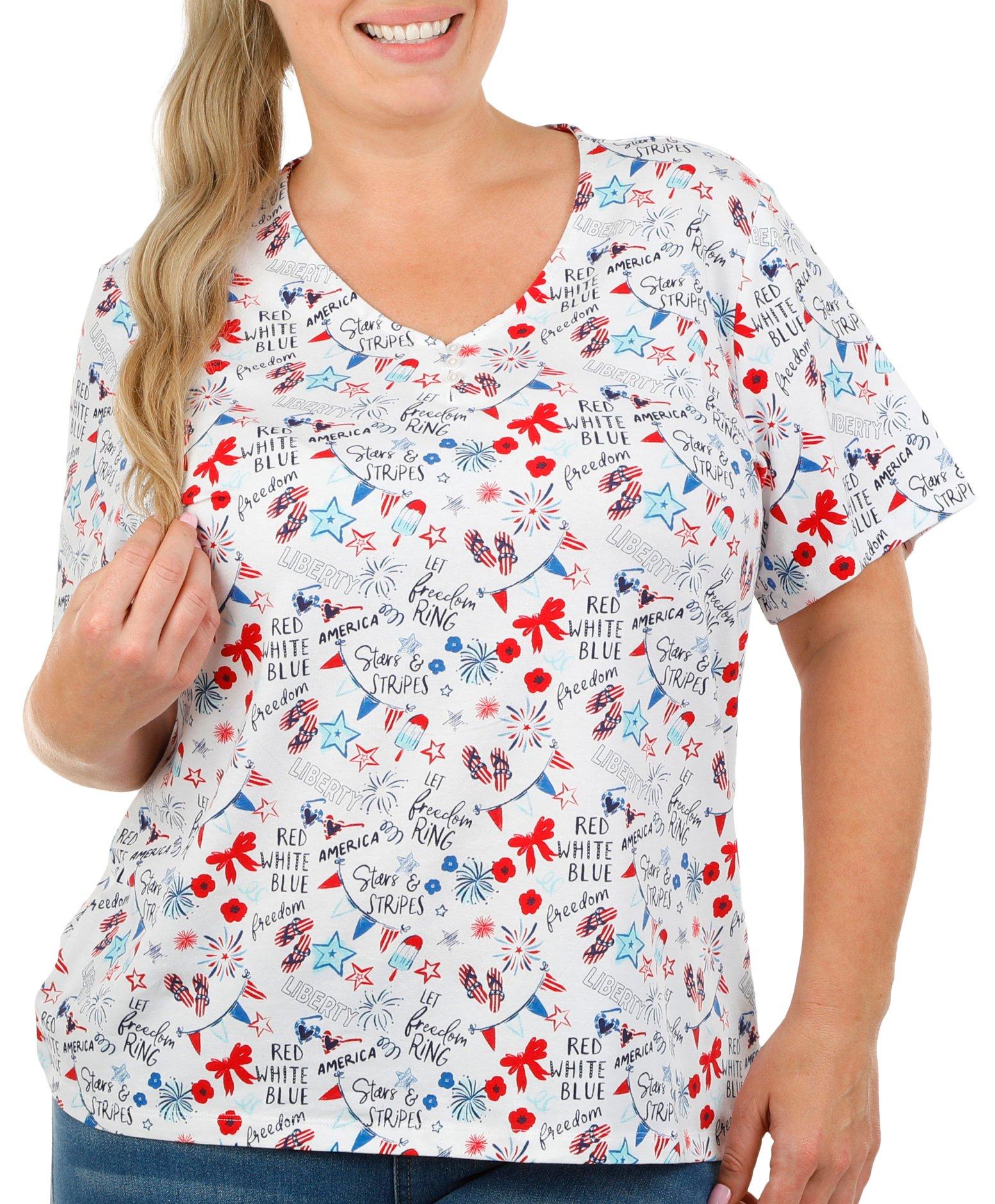 Plus Fun American Celebration Print Short Sleeve Top