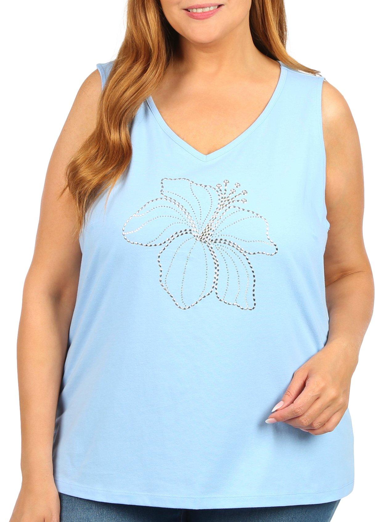 Coral Bay Plus Embellished Flower Sleeveless Top