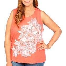 Coral Bay Plus Embellished Hibiscus Sleeveless Top