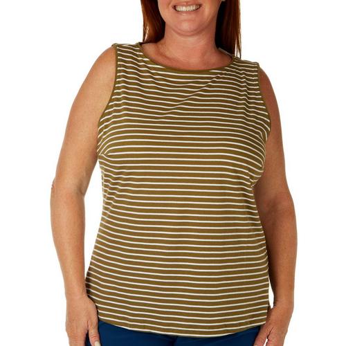 Coral Bay Plus Striped Boat Neck Sleeveless Top