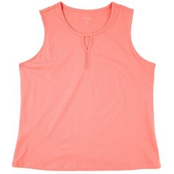 Coral Bay Plus Solid Keyhole Sleeveless Top