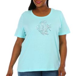 Coral Bay Plus Jewelled Fish Short Sleeve Top