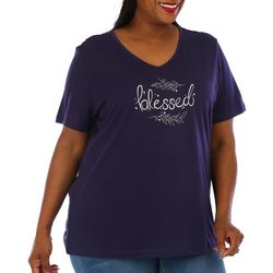 Coral Bay Plus Embroidered Blessed Short Sleeve Tee