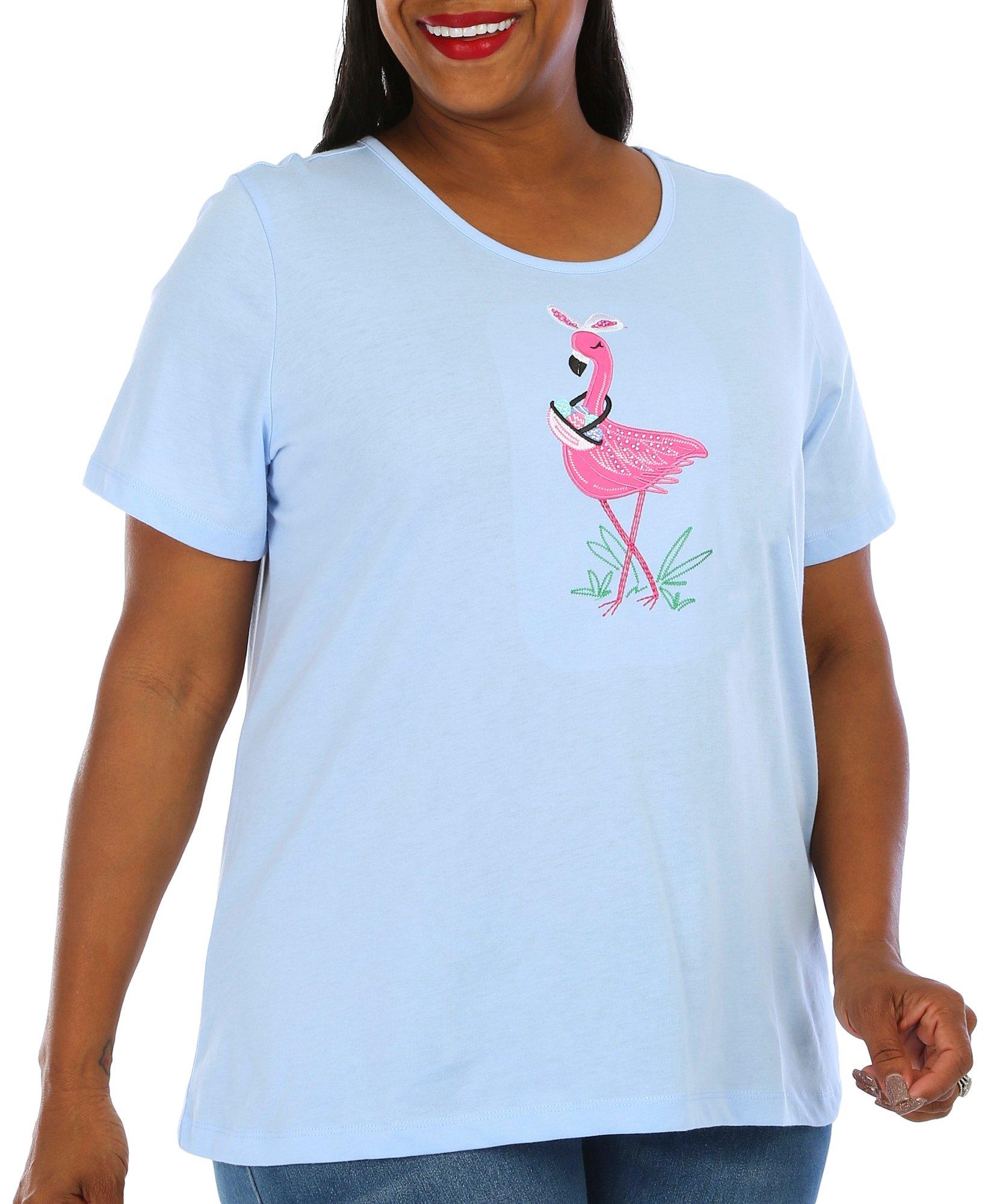 Coral Bay Plus Easter Flamingo Short Sleeve Top