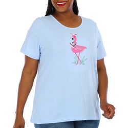 Coral Bay Plus Easter Flamingo Short Sleeve Top