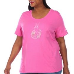 Coral Bay Plus Jewelled Easter Bunny Short Sleeve Top