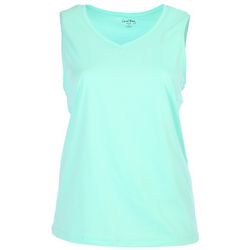 Coral Bay Plus Solid V-Neck Sleeveless Top