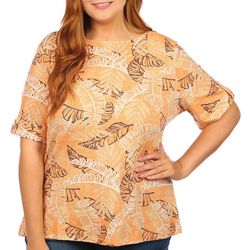 Coral Bay Plus Print Boat Neck Short Sleeve Top