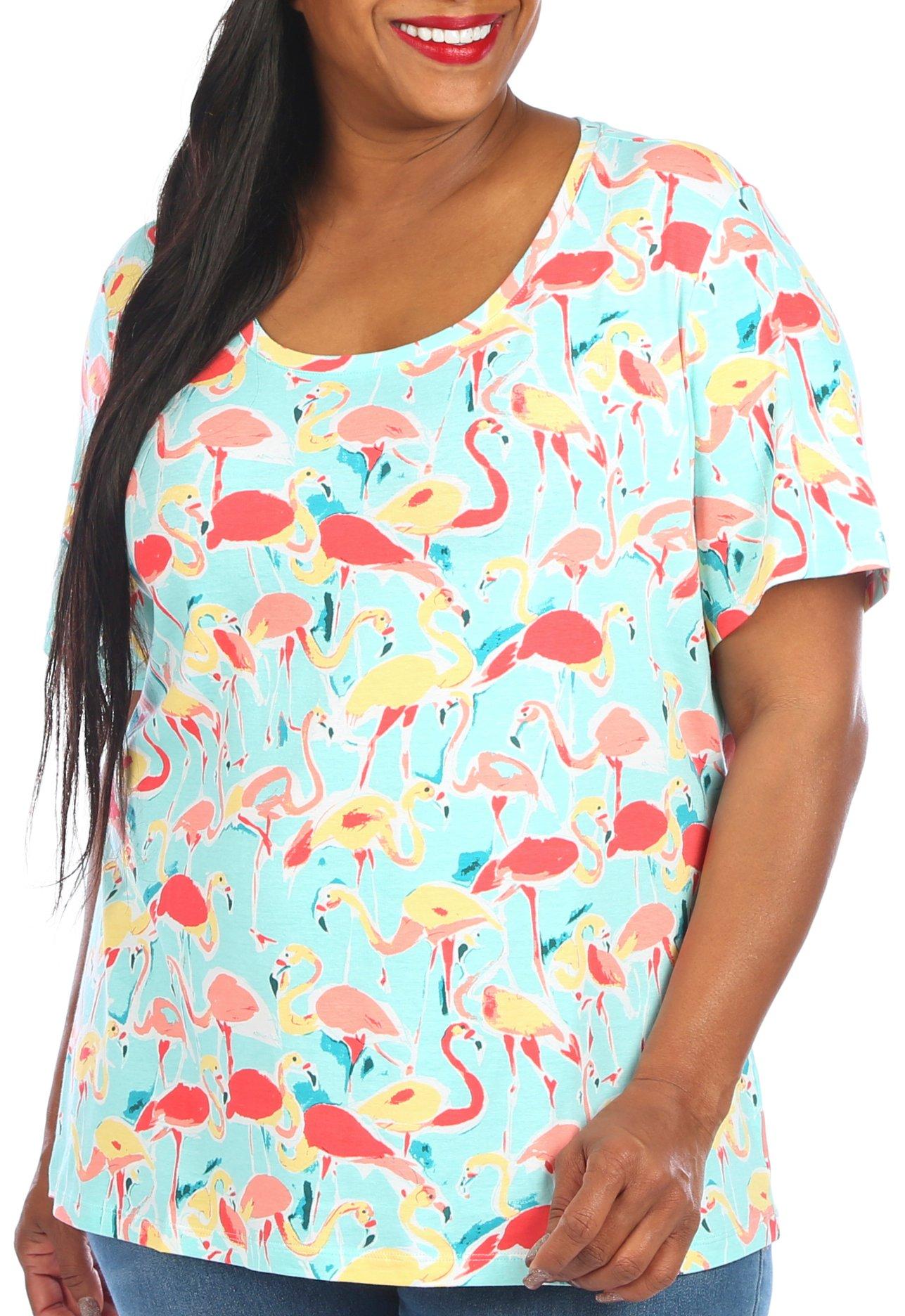 Coral Bay Plus Flamingod Short Sleeve Top