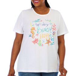 Coral Bay Plus Don't Worry Beach Happy Short Sleeve Top