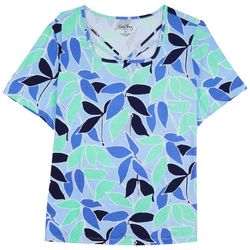 Coral Bay Plus Leaves Print Square Keyhole Top
