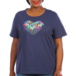 Coral Bay Plus Embroidered Heart of Palms Short Sleeve Top