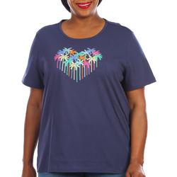 Plus Embroidered Heart of Palms Short Sleeve Top