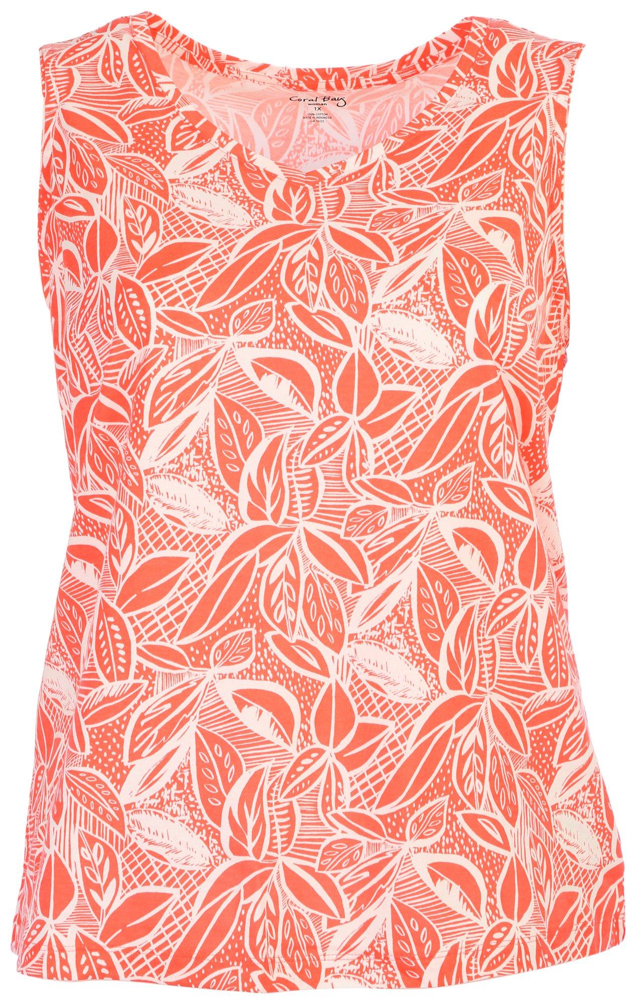 Coral Bay Plus Abstract Print V-Neck Sleeveless Top