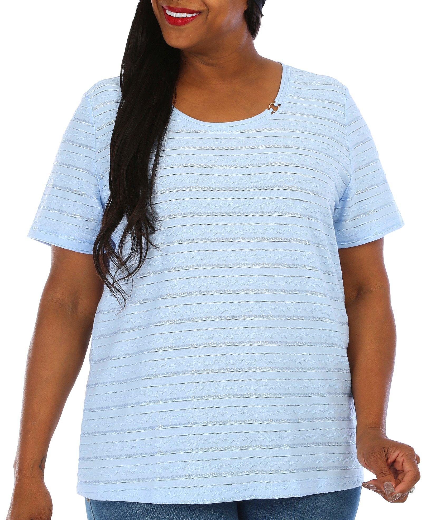 Coral Bay Plus Textured Short Sleeve O-Ring Top