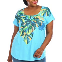 Coral Bay Plus Fronds Dolman Short Sleeve Top