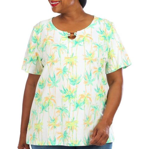 Coral Bay Plus Palms Square-Ring Keyhole Short Sleeve