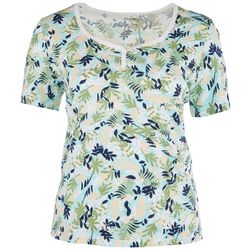 Coral Bay Plus Foliage Henley Short Sleeve Top