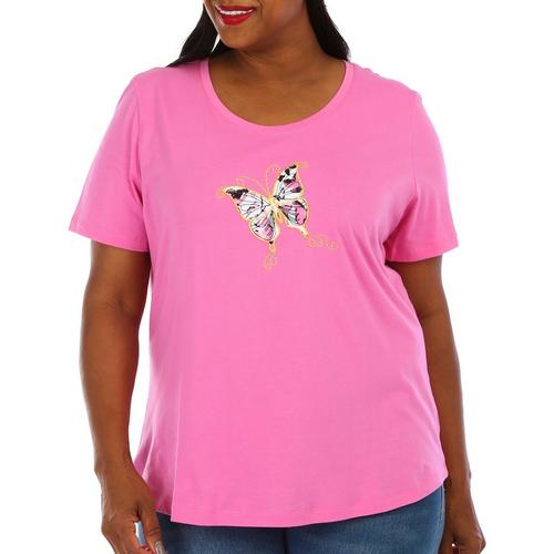 Coral Bay Plus Butterfly Patch Short Sleeve Top