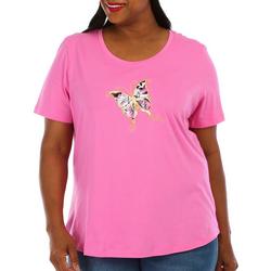 Plus Butterfly Patch Short Sleeve Top
