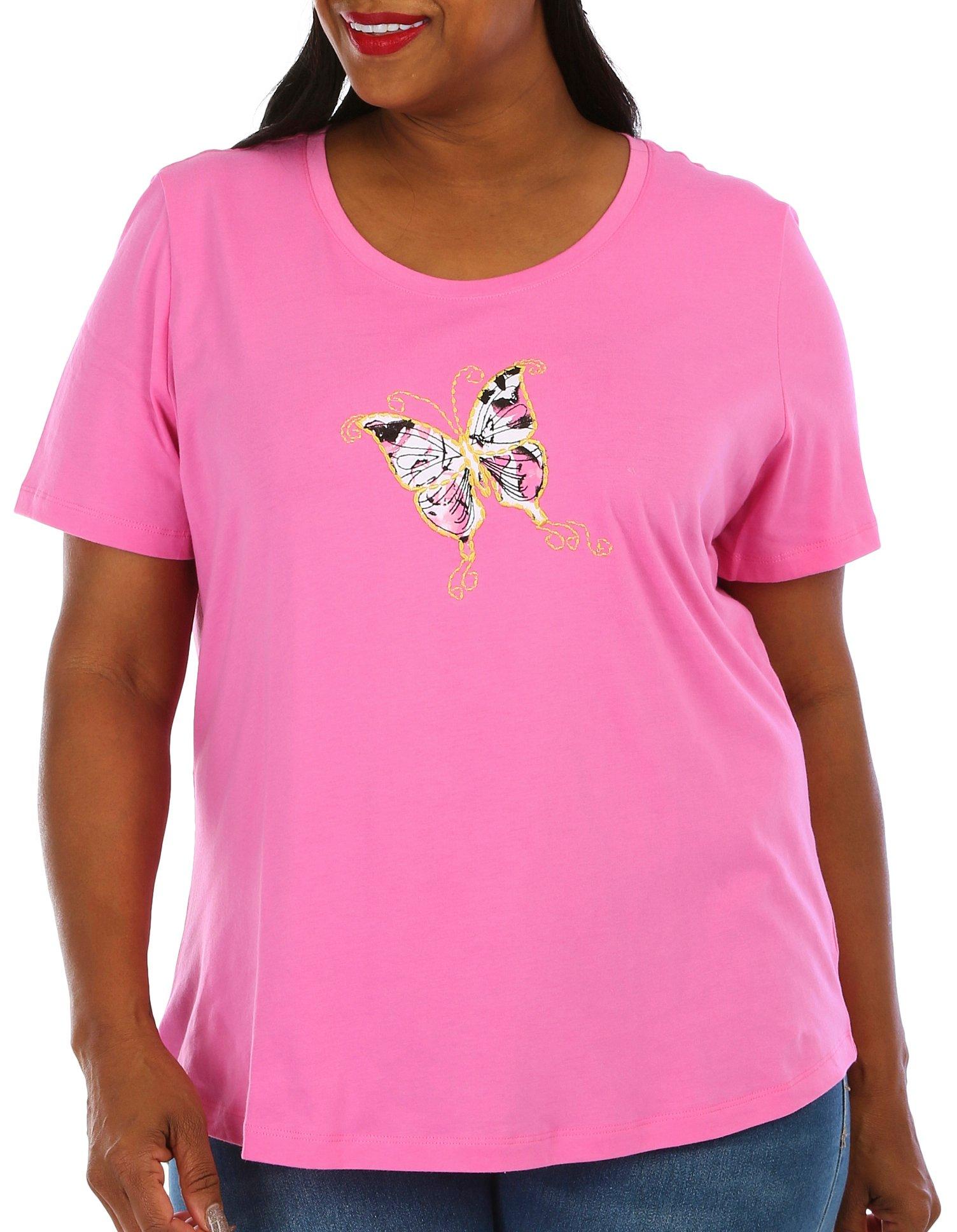 Plus Butterfly Patch Short Sleeve Top