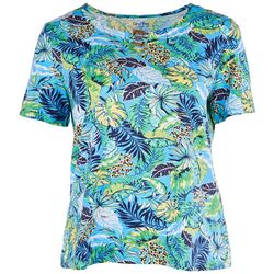 Coral Bay Plus Tropical Square Ring Short Sleeve Top