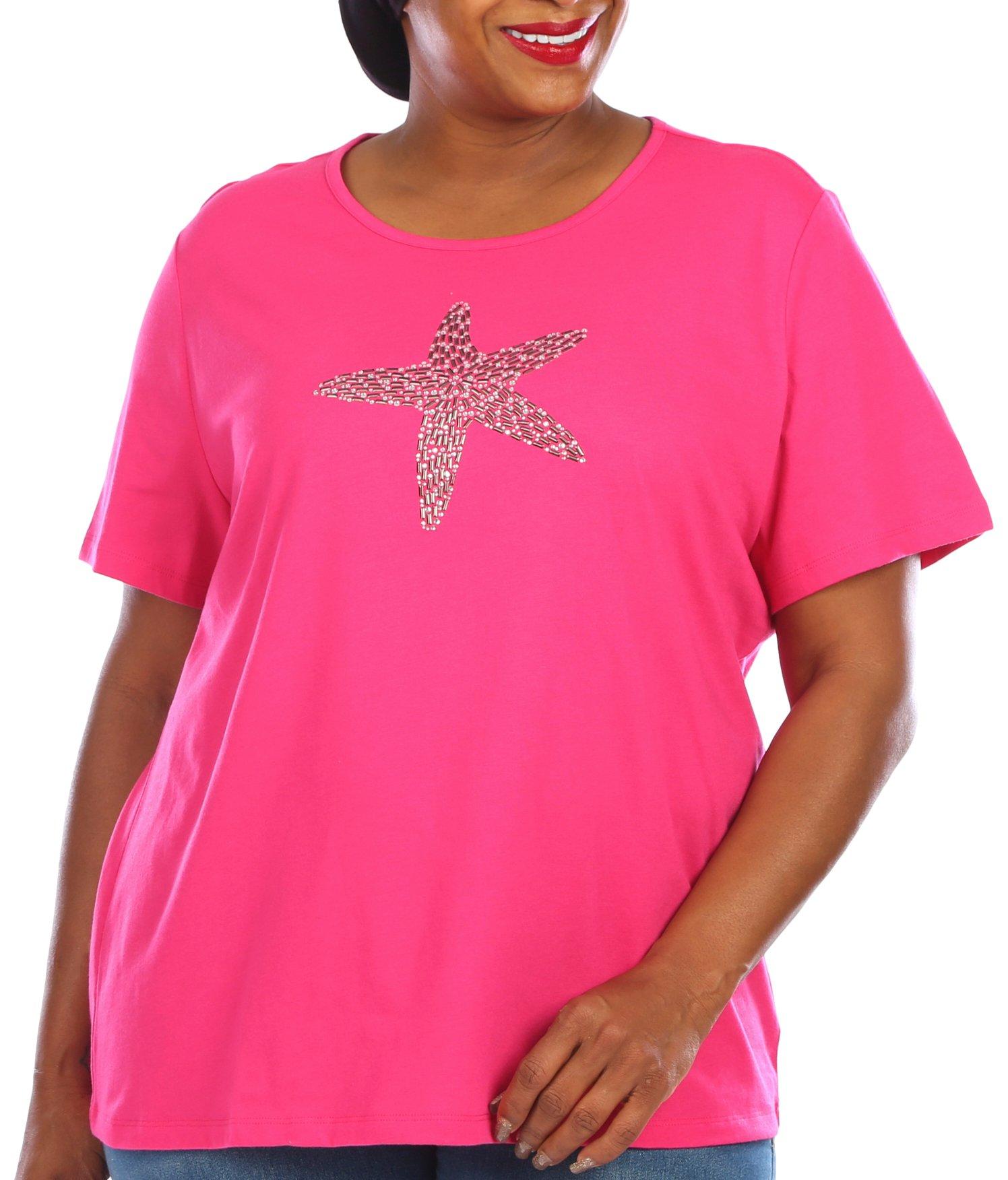 Coral Bay Plus Embellished Starfish Short Sleeve Top