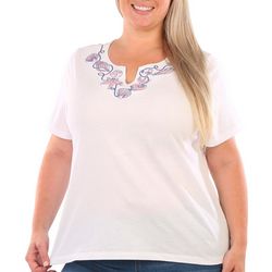 Coral Bay Plus Nautical Embellished Notched Neckline Tee