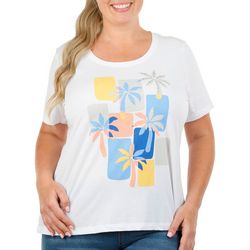 Coral Bay Plus Deco Palm Short Sleeve Top
