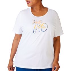 Plus Solid Jeweled Bicycle Short Sleeve Tee