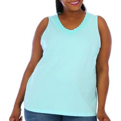 Coral Bay Plus Solid Lace V-Neckline Sleeveless Top