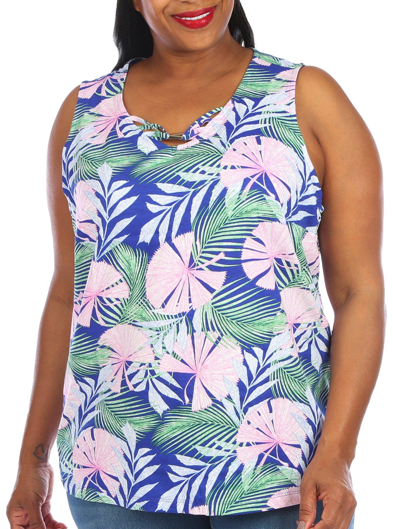Coral Bay Plus Fronds Print Sleeveless Top