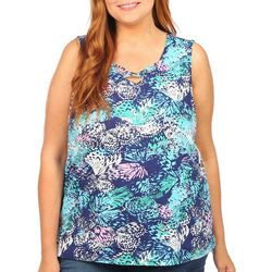 Coral Bay Plus Abstract Butterfly Print Sleeveless Top